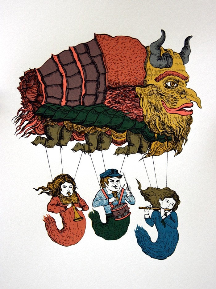 Magical Creature Sky Parade, Screenprint, Limited Ed, hand-printed