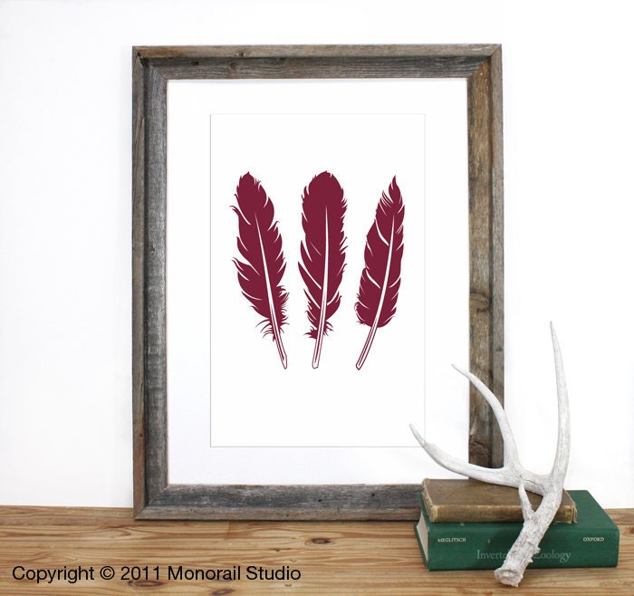 Feathers Screenprint 12 x 19 in Pick Your Color