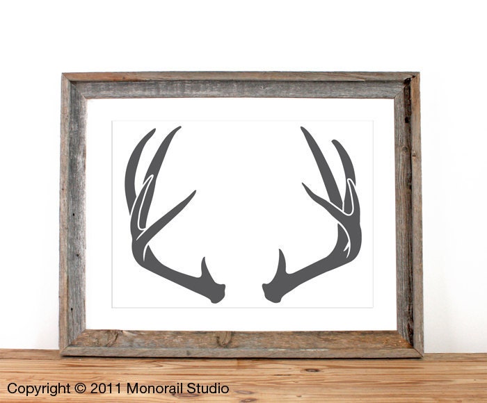 Antler Silhouette Screenprint 12.5 x 19 in Pick Your Color
