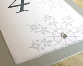 Snowflake Winter Wedding Table Numbers White Gray