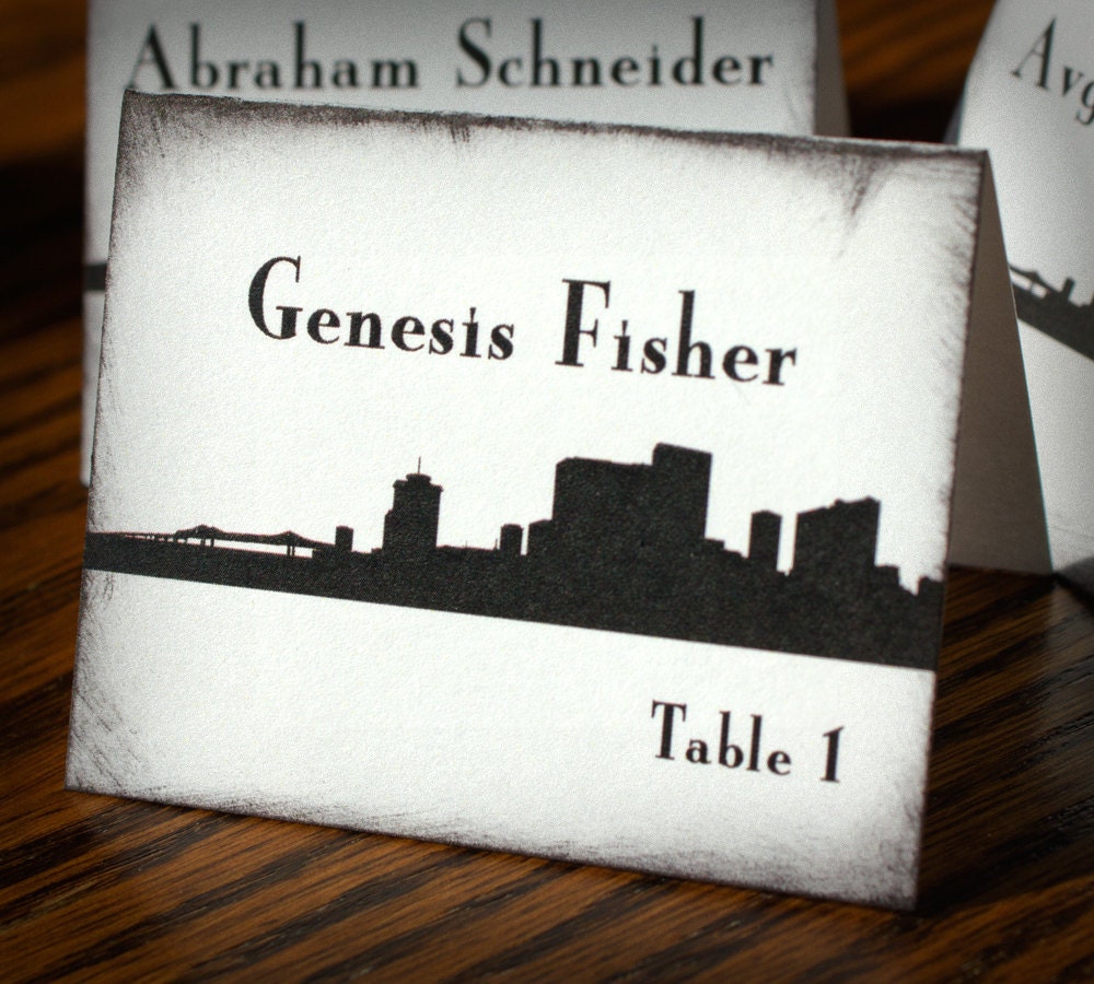 New Orleans Escort Card Skyline City Handmade Custom Place Card Wedding Bridal Other Cities Available