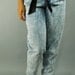 80s high waist FOLDOVER denim jeans - skinny leg harem jeans ACID wash denim w/ super high rise & pleated front M / Medium