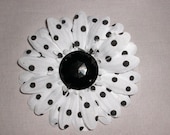 Black and White Polka Dot Daisy Hair Clip