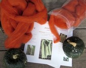 Spinner's Kit - CVM/Angora/Alpaca Roving and Jonalyn Scarf Pattern - Autumn Orange