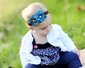 NEW to the Shop...Carolina Blue Flower Headband on Super Soft Chocolate Brown headband...ALL Sizes available