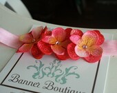 Summer Candy Triple Dainty Flower Headband with Swarovski Crystal Centers (Fits Infants through Toddlers age 3/4) Pink, Red, Orange