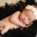 Baptism Headband, Christening Headband, Dainty Stark White, Off White OR Cream flower headband with crystals center  ALL Sizes, Easter