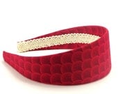 Wide Crimson Headband  - Abstract Scallops - BellaHeadbands
