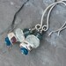 Moonstone, blue apatite, flourite gem stack earrings