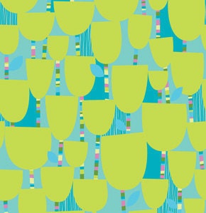 Pixie Stick Posies in Lime from Summersault by Erin McMorris - SPECIAL PRICE for ONE yard cuts