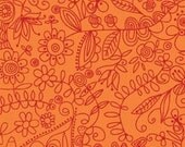 Orange Floral Illustration from Soul Garden by Carolyn Gavin - Fat Quarter