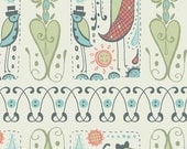 Bird Duet in Turquoise from Feather N Stitch by Sarah Watts - SPECIAL PRICE on Half Yards