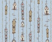 Birdhouse in Light Blue from Feather N Stitch by Sarah Watts - SPECIAL PRICE on Half Yards