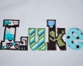 Personalized Name Applique Shirt For Boy or Girl....Choose Your Colors or Theme