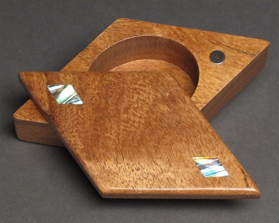 Diamond Ring Box with Abalone Inlays, Mesquite