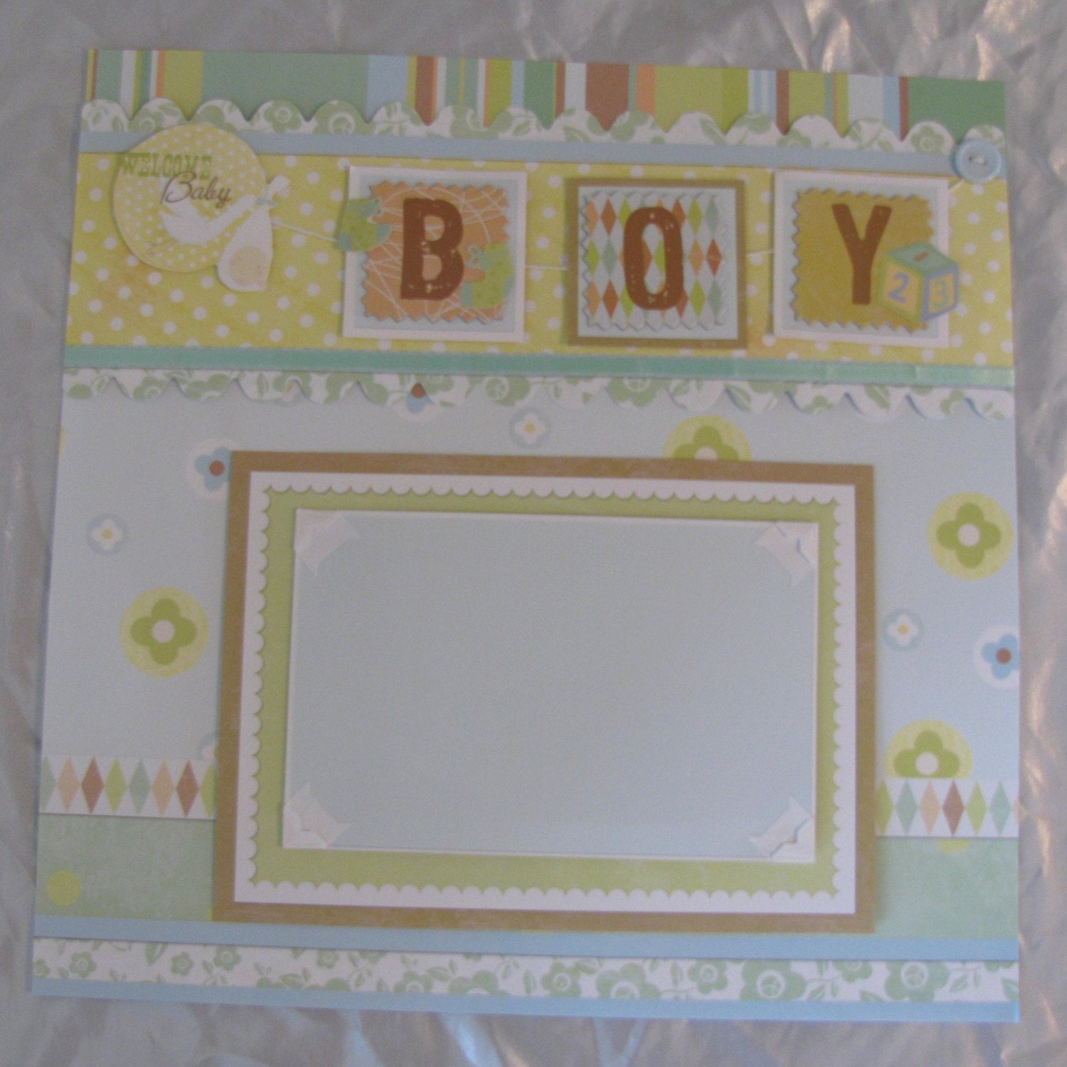 Welcome Baby Boy 12x12 scrapbook layout