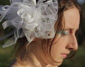 10 DOLLARS OFF White Rose Wedding Inspired Fascinator OOAK
