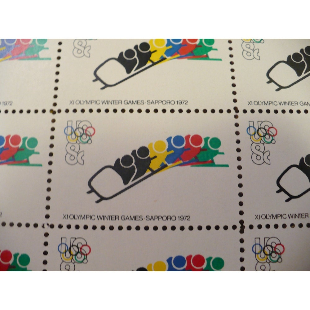 Bobsledding 1972 Olympic Games Issue Commemorative 8 Cent Vintage US Postage Stamp - Sheet of 50
