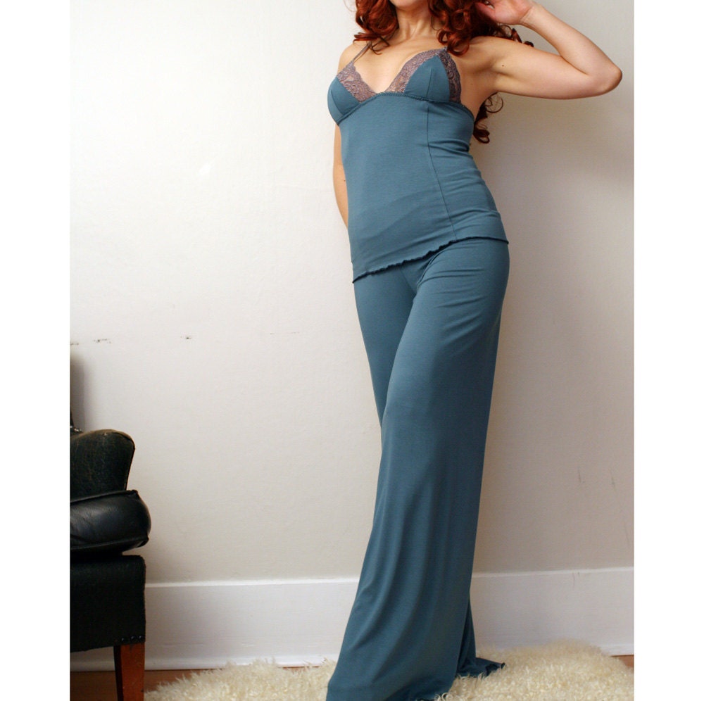 bamboo pajama pant with fold over waist - BON BON sleepwear range - made to order
