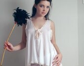 wedding lingerie camisole with cross back and english netting lace  - PEARL bridal