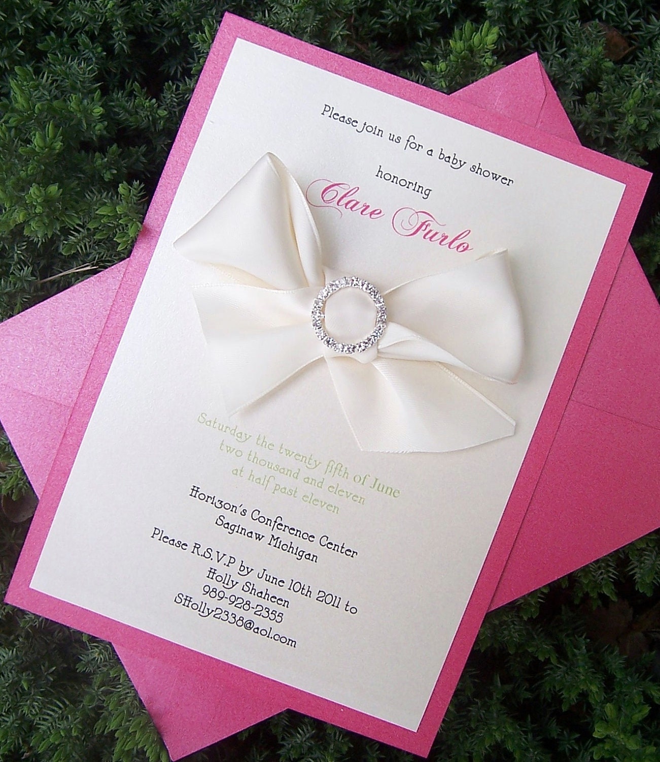 Baby shower invitation, pink shower invitation, rhinestone invitation, elegant shower invitation