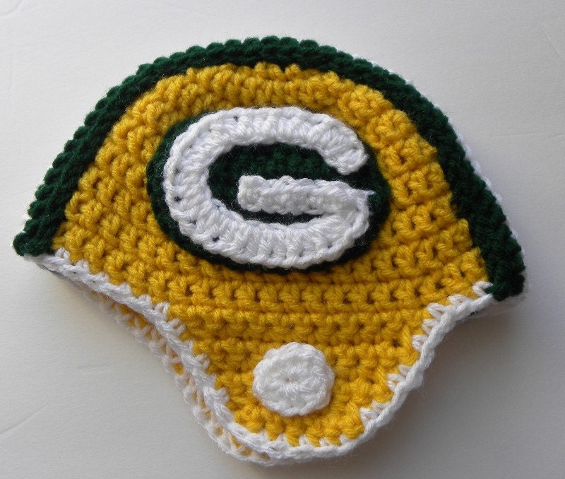 CROCHET PATTERN Green Bay Packers Crochet Helmet w/permission to sell finished items