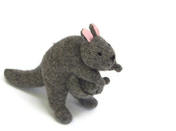 waldorf toy, waldorf mom and baby stuffed kangaroo, small stuffed animal, all natural toy, eco friendly toy
