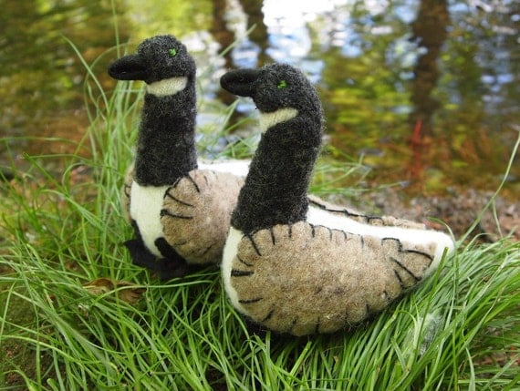 Wool Felted Canada Goose bird toy