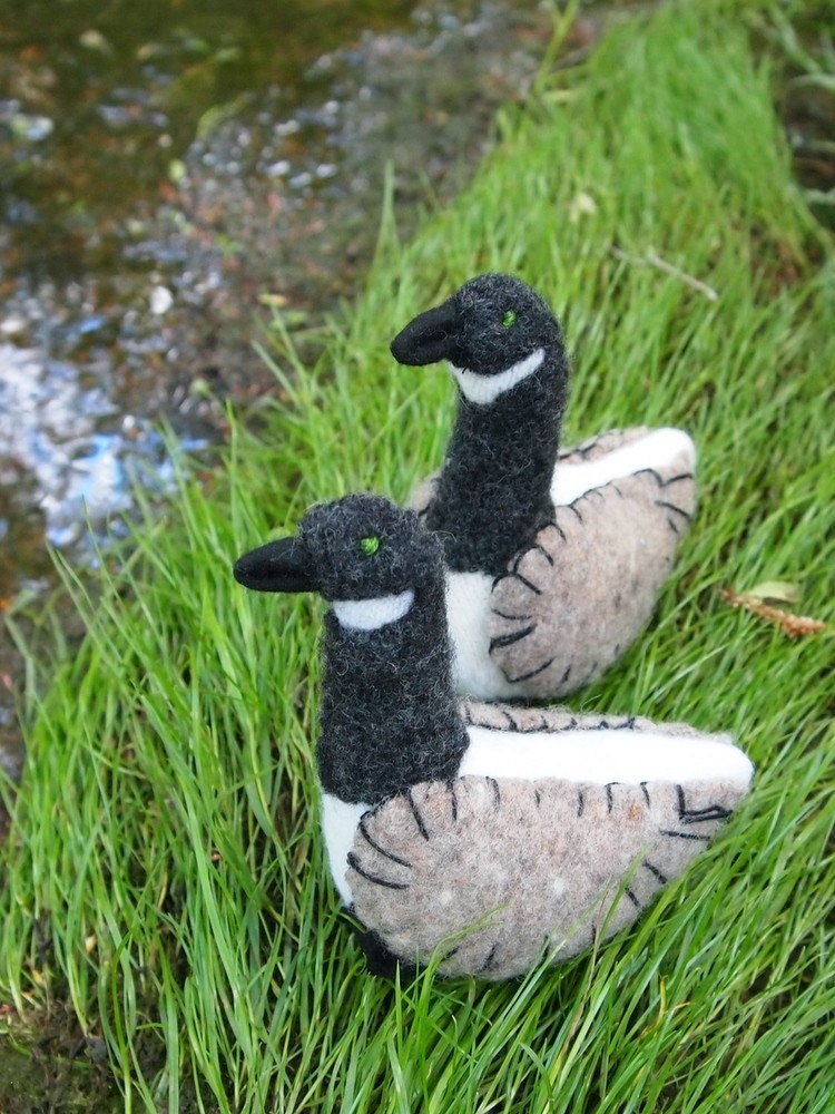 Wool Felted Canada Goose bird toy
