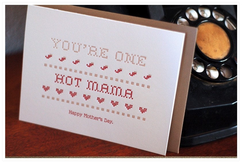 Letterpress Mother's Day card, Sampler - Hot Mama