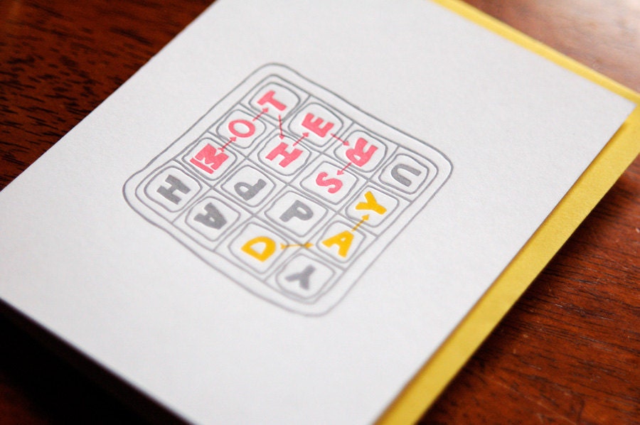 Letterpress Mother's Day Card, Word Lover