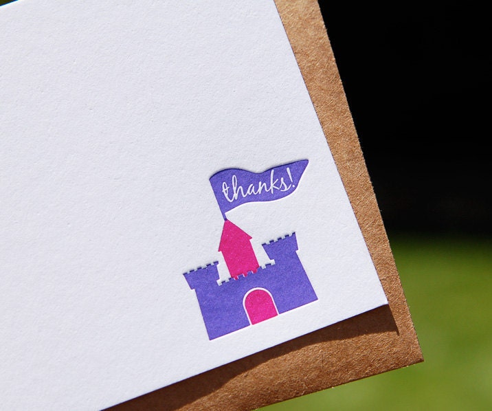Letterpress Thank You Notes, Princess - set of 8