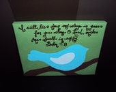 Custom 8x10 Canvas- hand painted personalized birds, polka dots, you choose