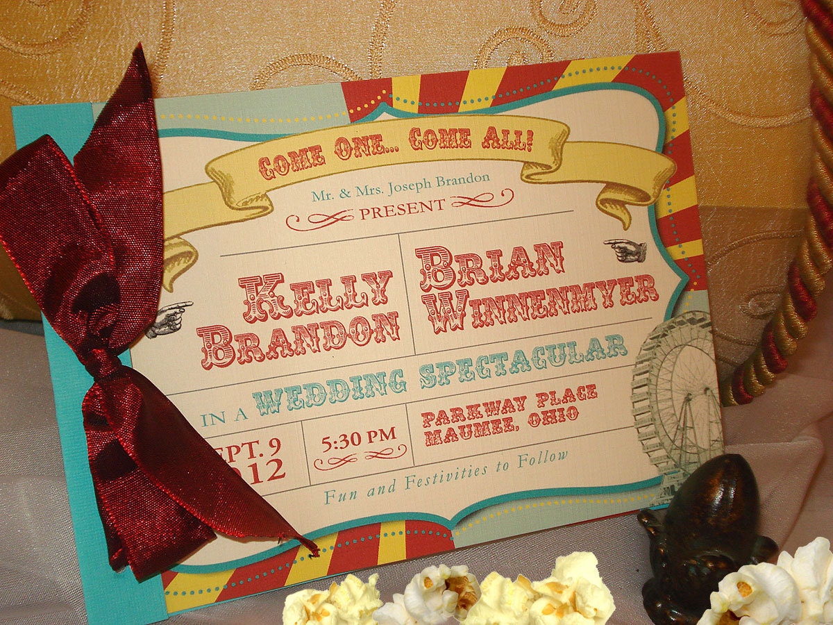 Vintage Carnivale Booklet Wedding Invitation Set - Sample
