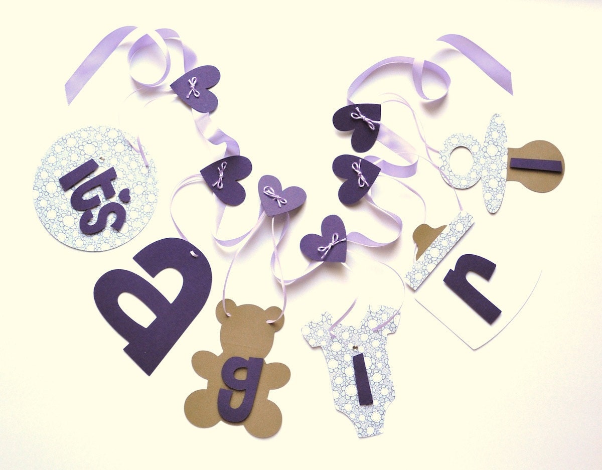 Lavender baby shower decorations it's a girl banner by ParkersPrints on Etsy Il_570xn