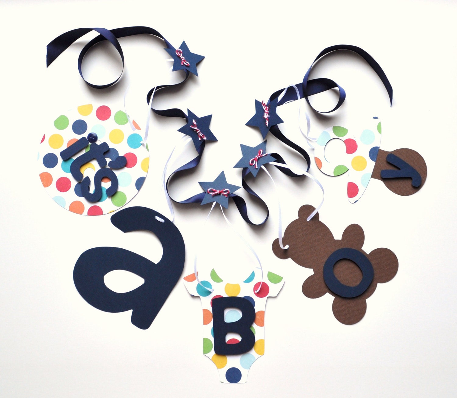 Boy baby shower decorations It's a boy banner colorful polka dots by ParkersPrints on Etsy Il_570xn