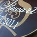 Round Wood sign personalized with last name and wedding date, perfect for any gift occassion, especially weddings