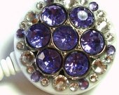 Lavender Rhinestone Button and Swarovski Crystal Embellished Swivel-Back ID Badge Reel