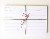 30% Off SALE - Recipe Cards - Handpainted Floral Illustration - Set of 12 Cards - Wedding Shower Gift - Hostess - Gift for Her - Secret San