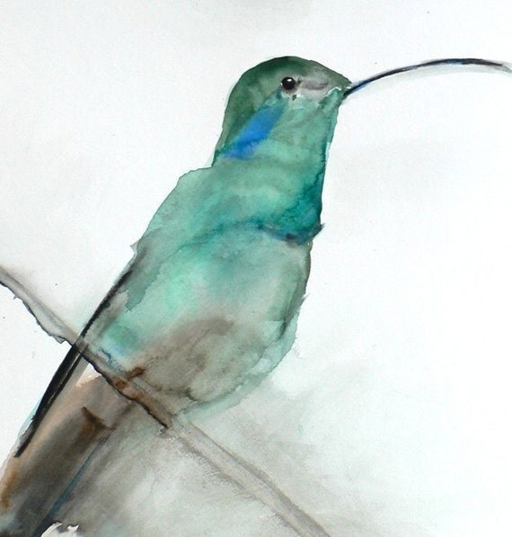 Bird Watercolor Painting - Hummingbird Art - Gift for Her - August - Second Edition - 99/100 - 8 x 10 Giclee Print