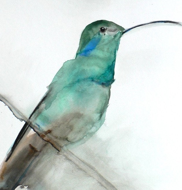 Bird Watercolor Painting - Hummingbird Art - Gift for Her - August - Second Edition - 99/100 - 8 x 10 Giclee Print