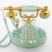 Vintage Empress Mint / Light Teal Florals Printed Princess Phone