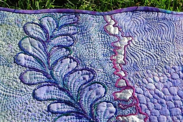 MarveLes THE FLATHEAD Art Quilt Purple Blue Pink Green