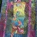 MarveLes LEAVES At DUSK Original Painted Art Quilt in blue, green, navy, brown, red, rust, gold