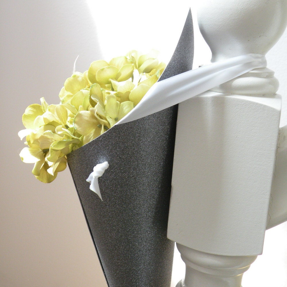 Metallic Silver Glitter Party Decor, Favor Holder or Wedding Aisle Cone for DIY Flowers, Bride/Groom Chair Marker, Door or Tree Decoration