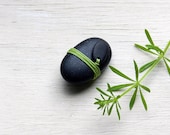 black rock stone office desk accessory bright green twine paperweight