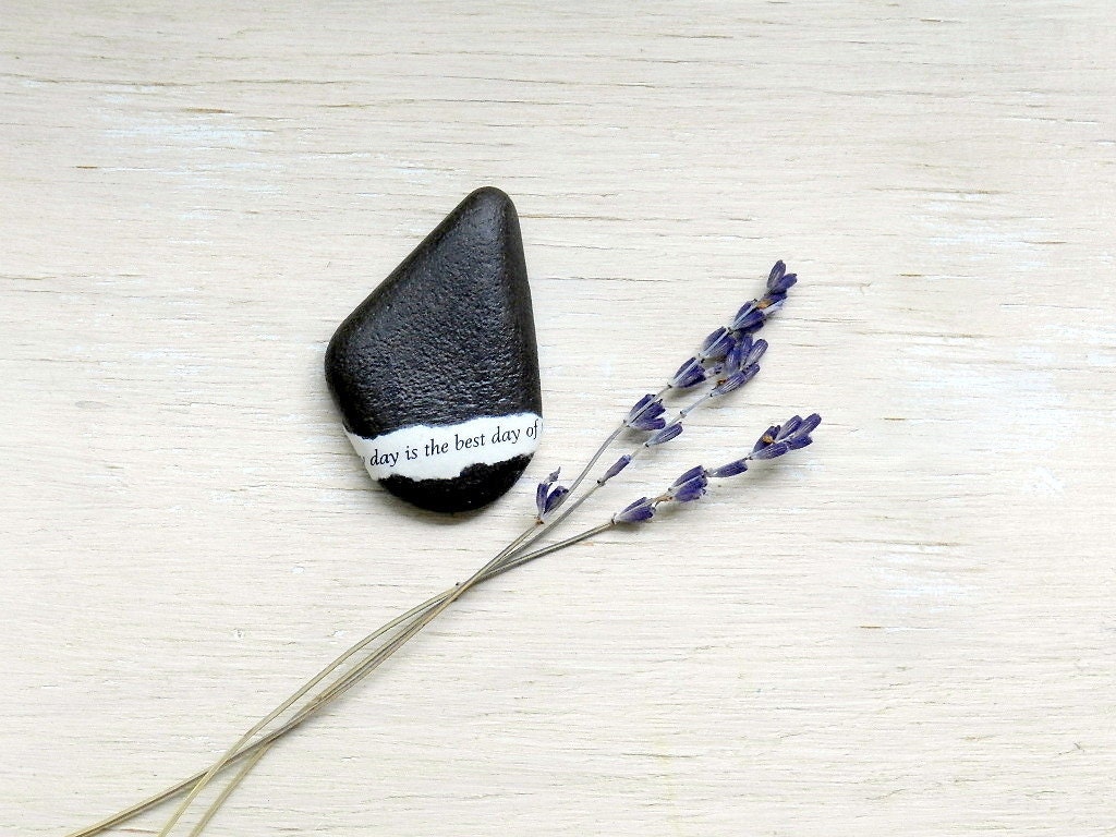 office desk accessory wedding river rock collage stone natural quote paper