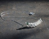 Moss agate, glass & sterling silver princess necklace: First Frost