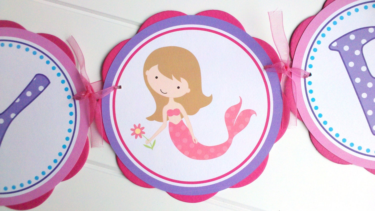 Mermaid Theme HAPPY BIRTHDAY Banner Party Decorations, Little Mermaid Birthday Banner, Mermaid Birthday Party Decorations Il_170x135