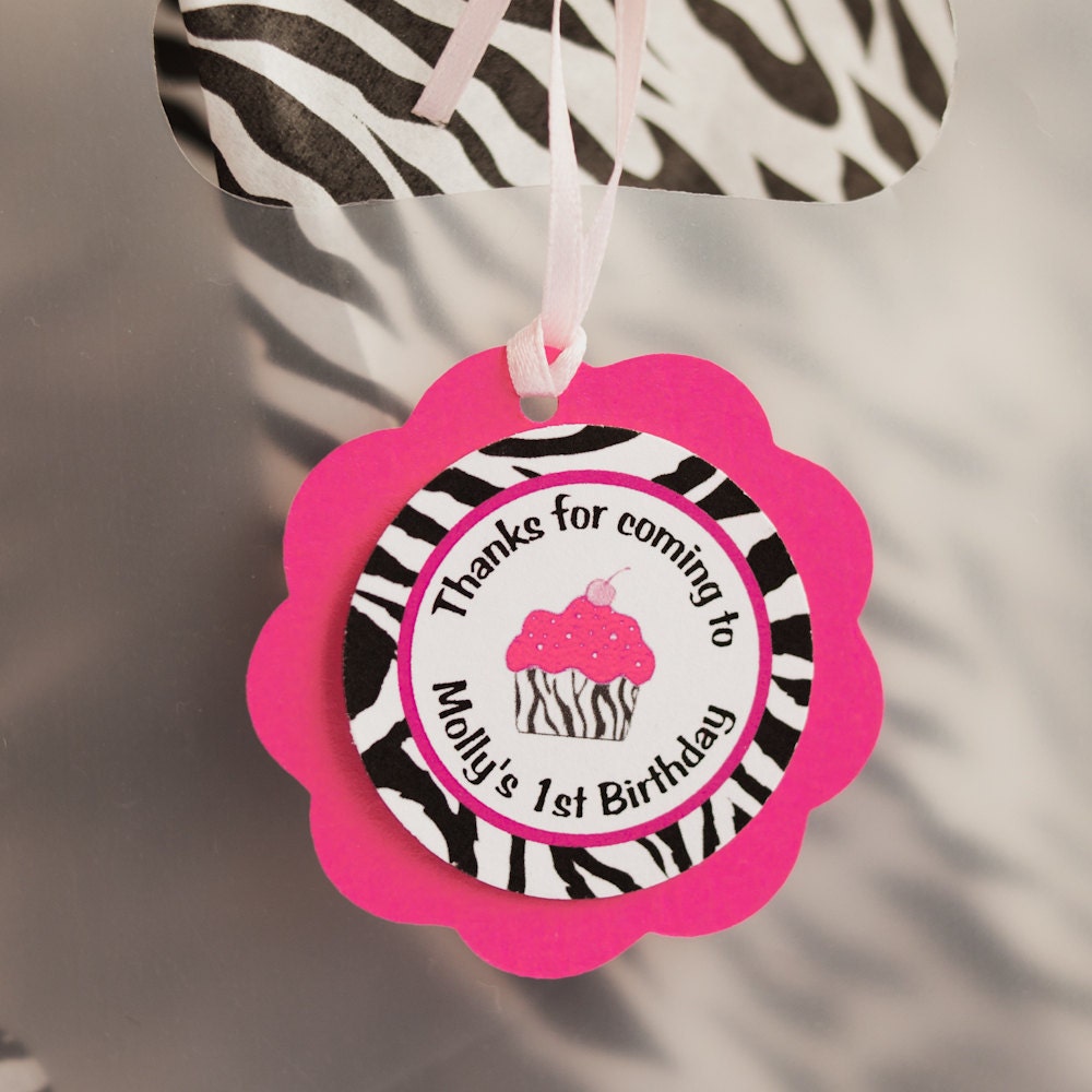 Cupcake Pink and Zebra - I AM 1 Mini Banner - Happy First Birthday Party Decorations Sign